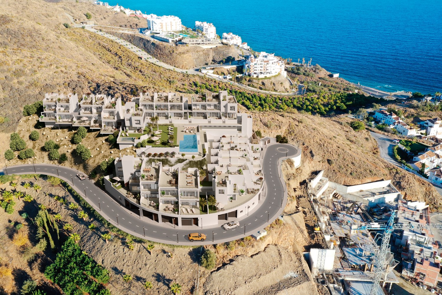 22 new built houses with panoramic sea views, 350 meters from El Peñoncillo Playa. Prices from €479,000.